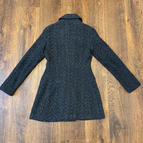 Women's Black Herringbone Coat - Picture 4 of 4